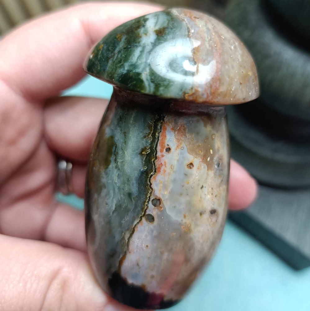 Crystal Polychrome Jasper Mushroom Specimen Collectors Carving